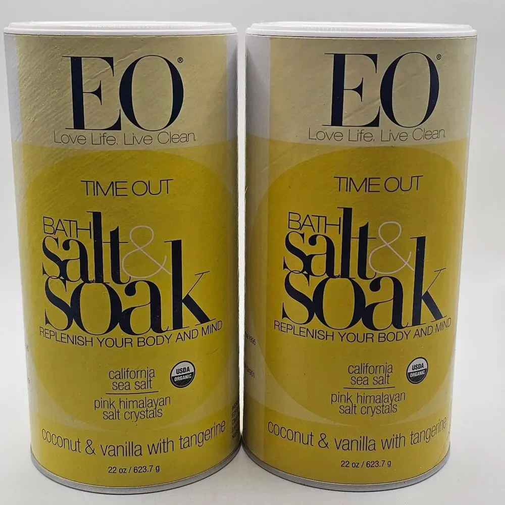 EO Time Out Bath Salt & Soak Coconut & Vanilla with Tangerine 22oz,‎ LOT OF 2